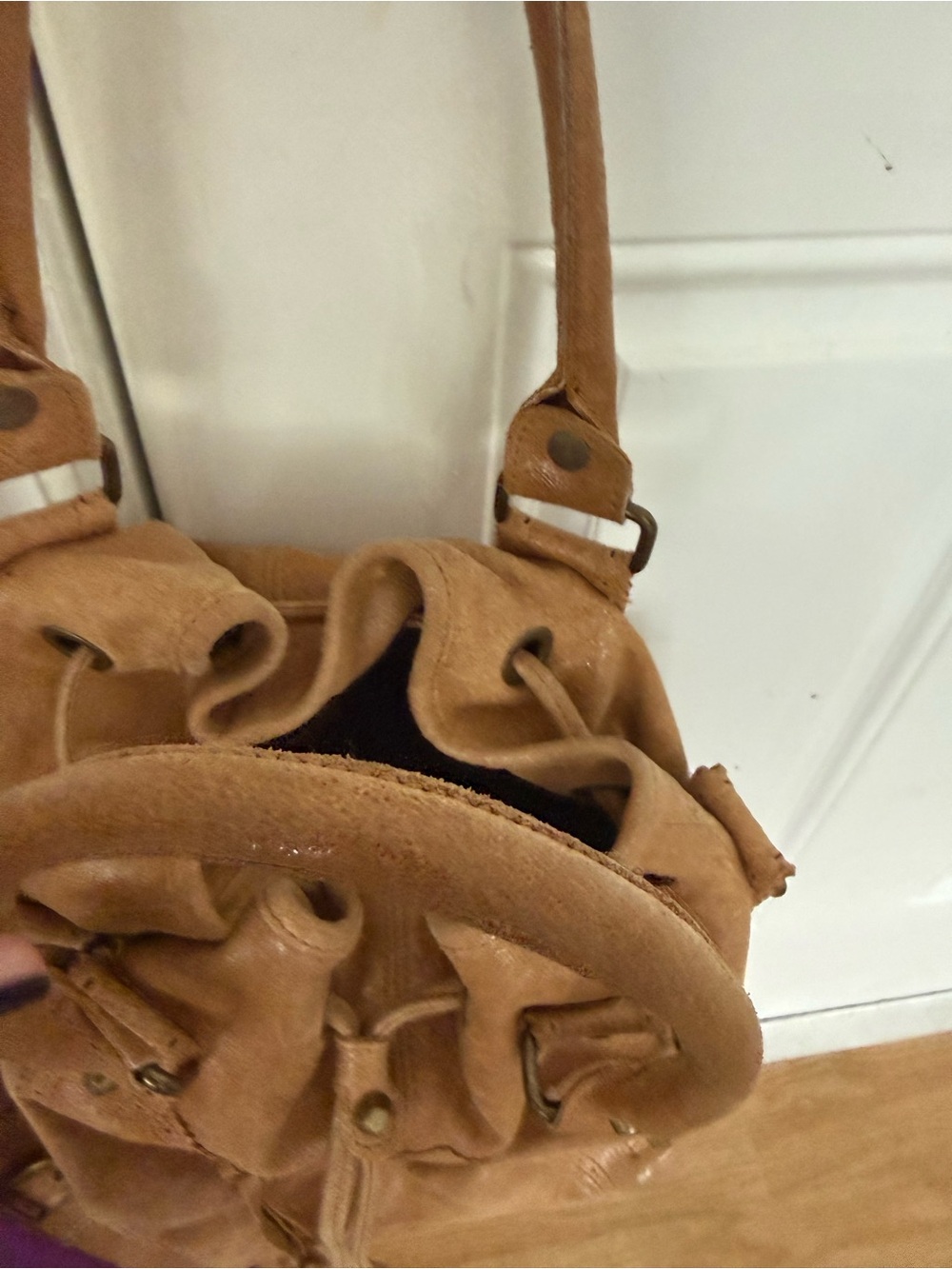 Balenciaga style Italian genuine lether/distresse. Large Tan Tote Bag - Picture 4 of 8
